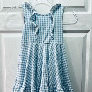 ELEANOR ROSE LT BLUE GINGHAM Dress w/ruffles. 5-6 size